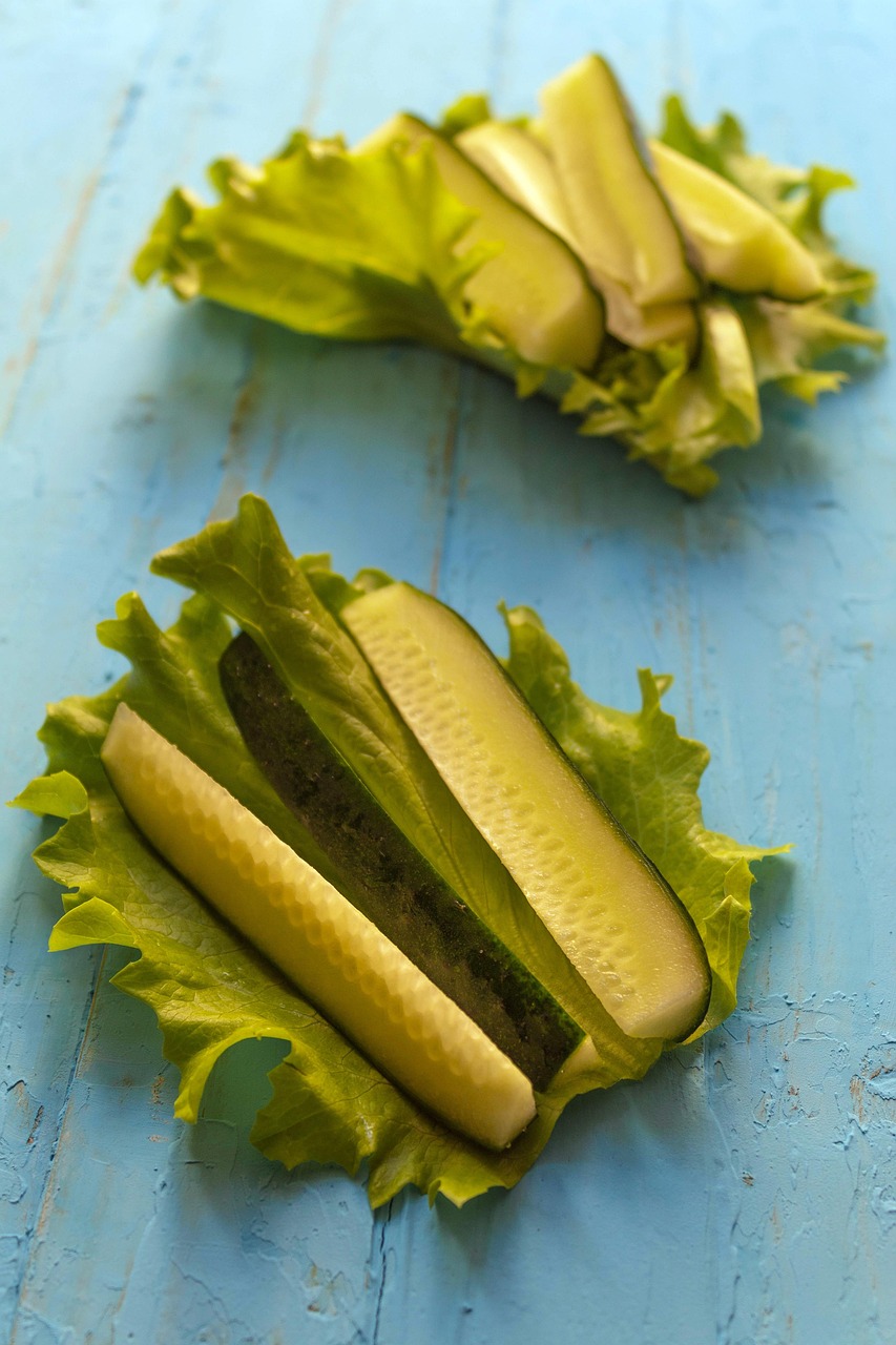 cucumbers, salad leaf, blue background, wooden, food, vegetables, cooking, cook, green, vertical, vegetarianism, sliced, into parts, slices, iphone wallpaper